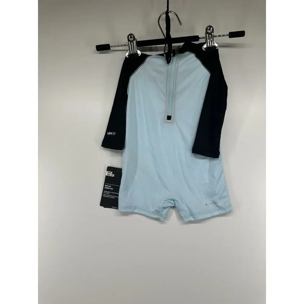 Hurley Nike Dri Fit UPF 50+ OnePiece Rashguard Swimsuit Baby Boy Light Blue‎ 6m